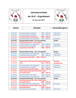 Jahresterminliste der SLG &ndash; Ergoldsbach