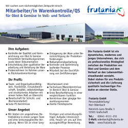 Frutania GmbH: Wir suchen zum nächstmöglichen