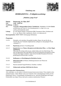 HERBADONNA &ndash; Fr&uuml;hjahrsworkshop