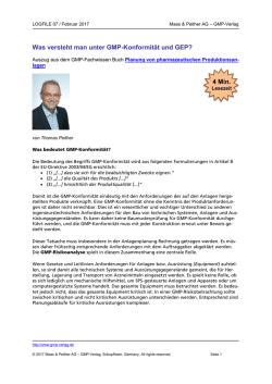 GMP-Konformit&auml;t, GEP - GMP