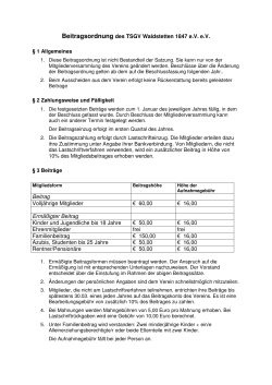 Beitragsordnung des TSGV Waldstetten 1847 eVeV § 1 Allgemeines