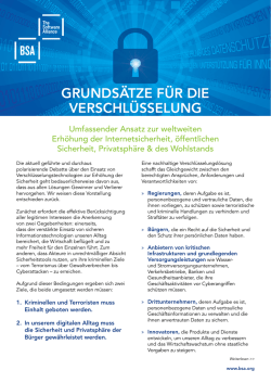 GRUNDS&Auml;TZE F&Uuml;R DIE VERSCHL&Uuml;SSELUNG