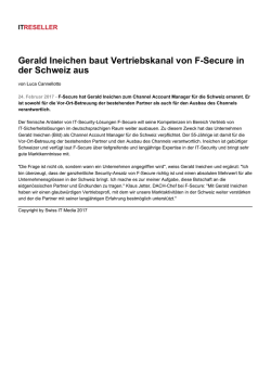 Gerald Ineichen baut Vertriebskanal von F-Secure in