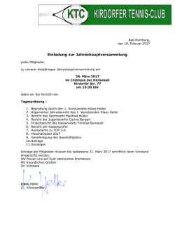 Einladung zur Jahreshauptversammlung