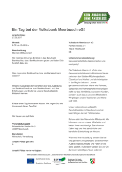 Ein Tag bei der Volksbank Meerbusch eG!
