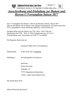Ausschreibung und Einladung zur Damen und Herren C