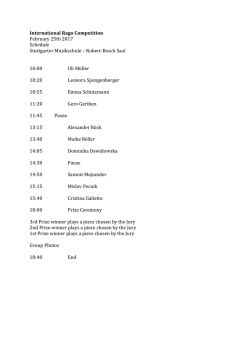 International Rago Competition February 25th 2017 Schedule