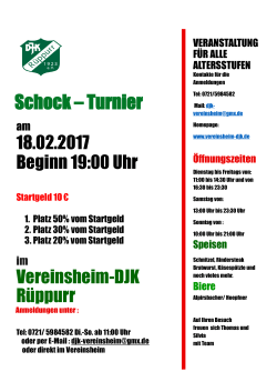 Schock – Turnier - Vereinsheim DJK Grün