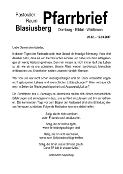 Pfarrbrief - Pastoraler Raum Blasiusberg