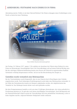 Ahrensburg: Festnahme nach Einbruch in Firma