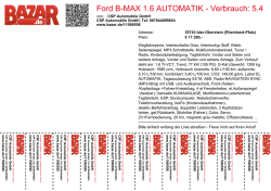 Ford B-MAX 1.6 AUTOMATIK - Verbrauch: 5.4 l/100km