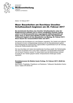 Medienmitteilung TBA - Tiefbauamt