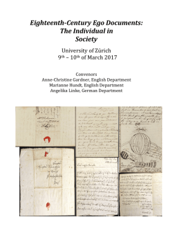 Eighteenth‑Century Ego Documents: The Individual