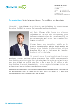 Stefan Schweiger ist neuer Chefredakteur von Onmeda.de
