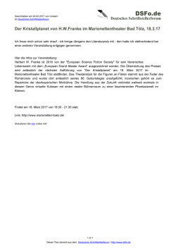 Der Kristallplanet von HWFranke im Marionettentheater Bad Tölz