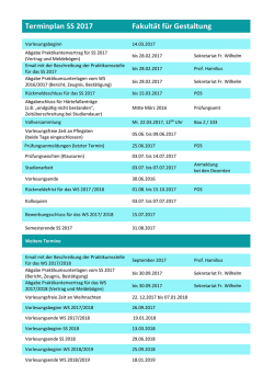SS 2017 - Hochschule Mannheim, Gestaltung