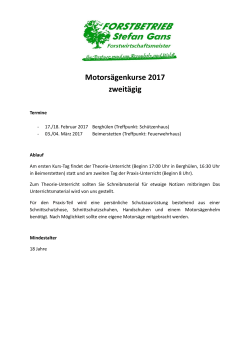 Motorsägenkurse 2017 zweitägig