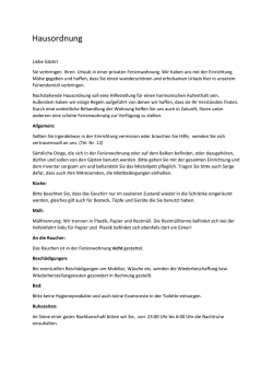 Hausordnung - Ferienwohnung Ingerl