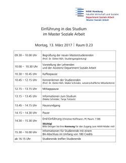 Einf&uuml;hrung in das Studium im Master Soziale Arbeit