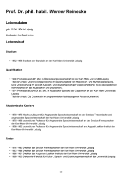 Prof. Dr. phil. habil. Werner Reinecke