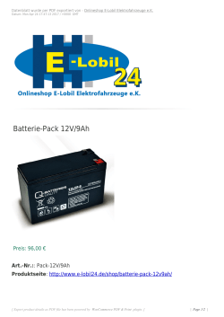 Batterie-Pack 12V/9Ah - E-Lobil Elektrofahrzeuge eK