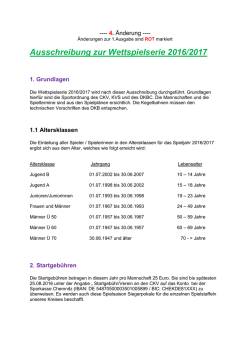 Ausschreibung zur Wettspielserie 2016/2017
