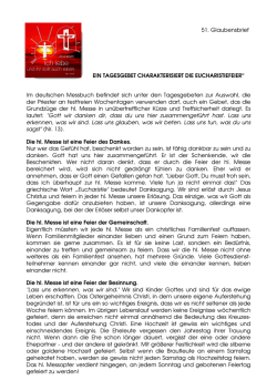 Ein Tagesgebet charakterisiert die Eucharistiefeier