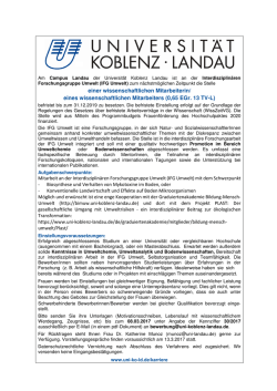 eines wissenschaftlichen Mitarbeiters (0,65 EGr. 13 TV-L)