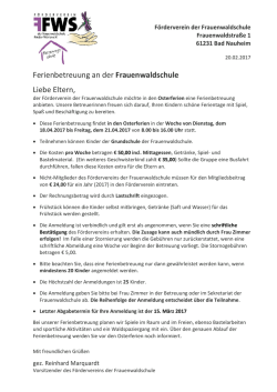 Ferienbetreuung Osterferien 2017 - Förderverein Frauenwaldschule