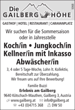 Koch/in • Jungkoch/in Kellner/in mit Inkasso Abwäscher/in