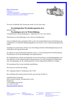 Psychologischer Psychotherapeut (w/m)