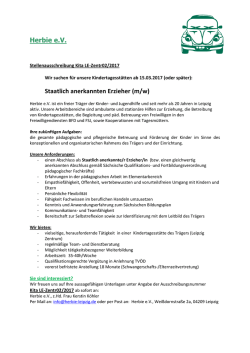 Herbie e.V. Staatlich anerkannten Erzieher (m/w)