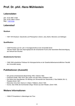 Prof. Dr. phil. Hans MÃ¼hlestein