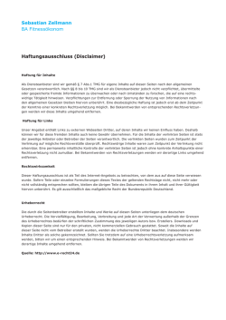 Haftungsausschluss (Disclaimer) Sebastian
