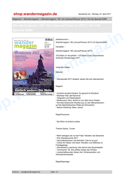 Wandermagazin 192 (Januar/Februar 2017) mit Special