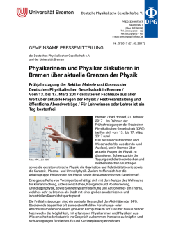 Physikerinnen und Physiker diskutieren in Bremen über aktuelle