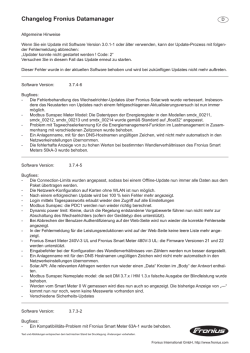 Changelog Fronius Datamanager