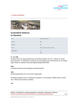 Zuckerfabrik Delitzsch Im &Uuml;berblick