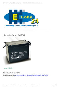 Batterie-Pack 12V/75Ah - E-Lobil Elektrofahrzeuge eK