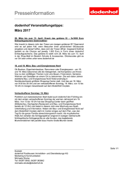 dodenhof Veranstaltungstipps: M&auml;rz 2017