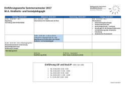 Einführungswoche Sommersemester 2017 M.A. Kindheits