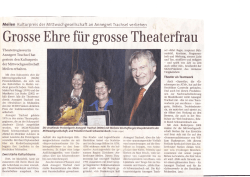 Grosse Ehre f&uuml;r grosse Theaterfrau