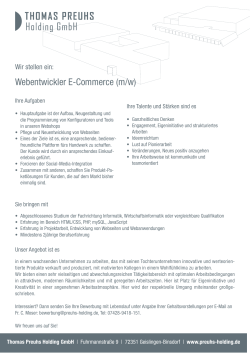 Webentwickler E-Commerce (m/w)