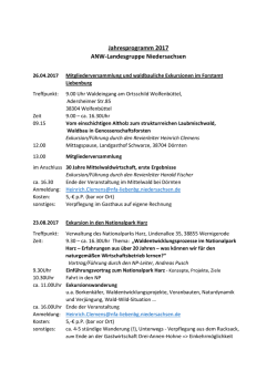 Jahresprogramm 2017 ANW-Landesgruppe Niedersachsen