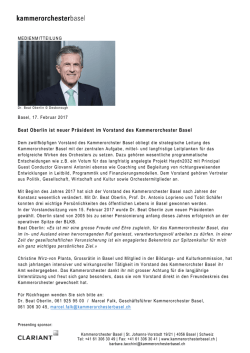 Dr. Beat Oberlin ist neuer Pr&auml;sident im Vorstand des