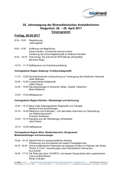 29. April 2017 Vorprogramm Freitag, 28.04.2017 - biomed