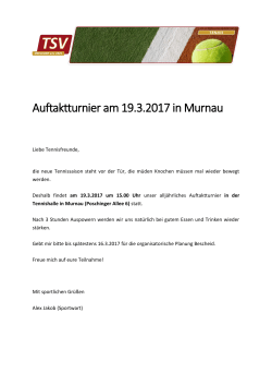Auftaktturnier am 19.3.2017 in Murnau