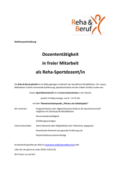 Dozentent&auml;tigkeit in freier Mitarbeit als Reha