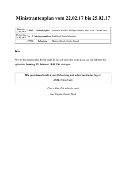 Miniplan bis 24. Februar 2017