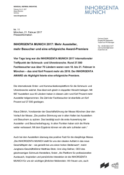 INHORGENTA MUNICH 2017: Mehr Aussteller
